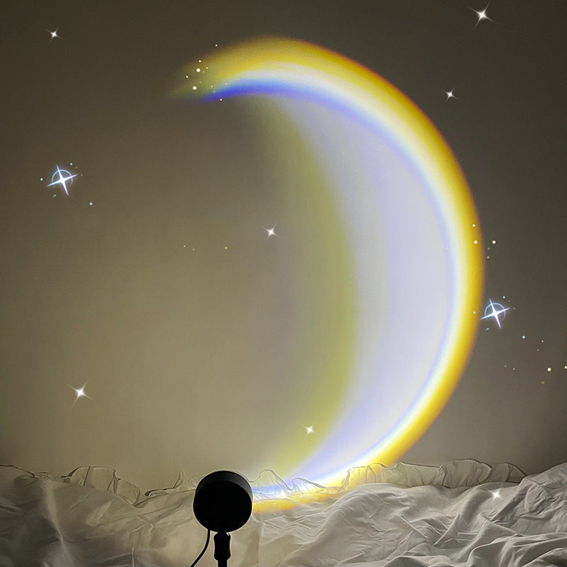 Lámpara LED de Luna con USB, proyector de luz de atardecer nocturno de neón de arcoíris, iluminación de ambiente de pared para fotografía, decoración del hogar y dormitorio