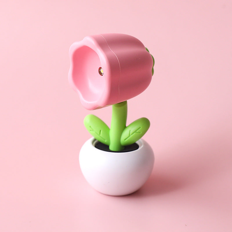 Mini lámpara de noche pequeña y creativa, flor, rotación de 360 grados