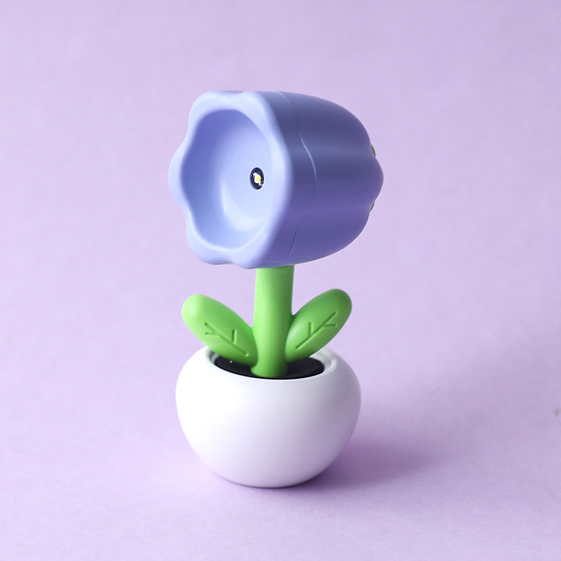 Mini lámpara de noche pequeña y creativa, flor, rotación de 360 grados