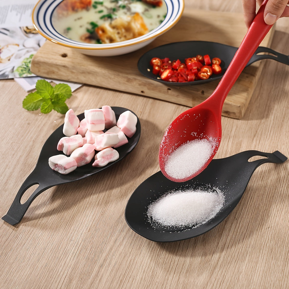 Cuchara apoya utensilios, Tapete para cucharas, utensilios de cocina de TPE fáciles de limpiar