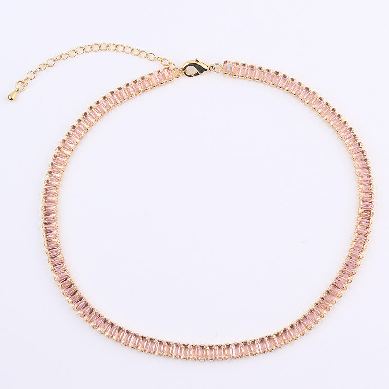 Collar de circon con cristales coloridos de color puro de temperamento de alta calidad
