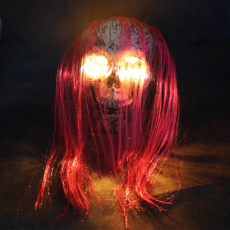 Mano esqueleto decorativo para Halloween, accesorios de decoración de jardín, luz LED, mano fantasma, mano con calavera, luz de enchufe
