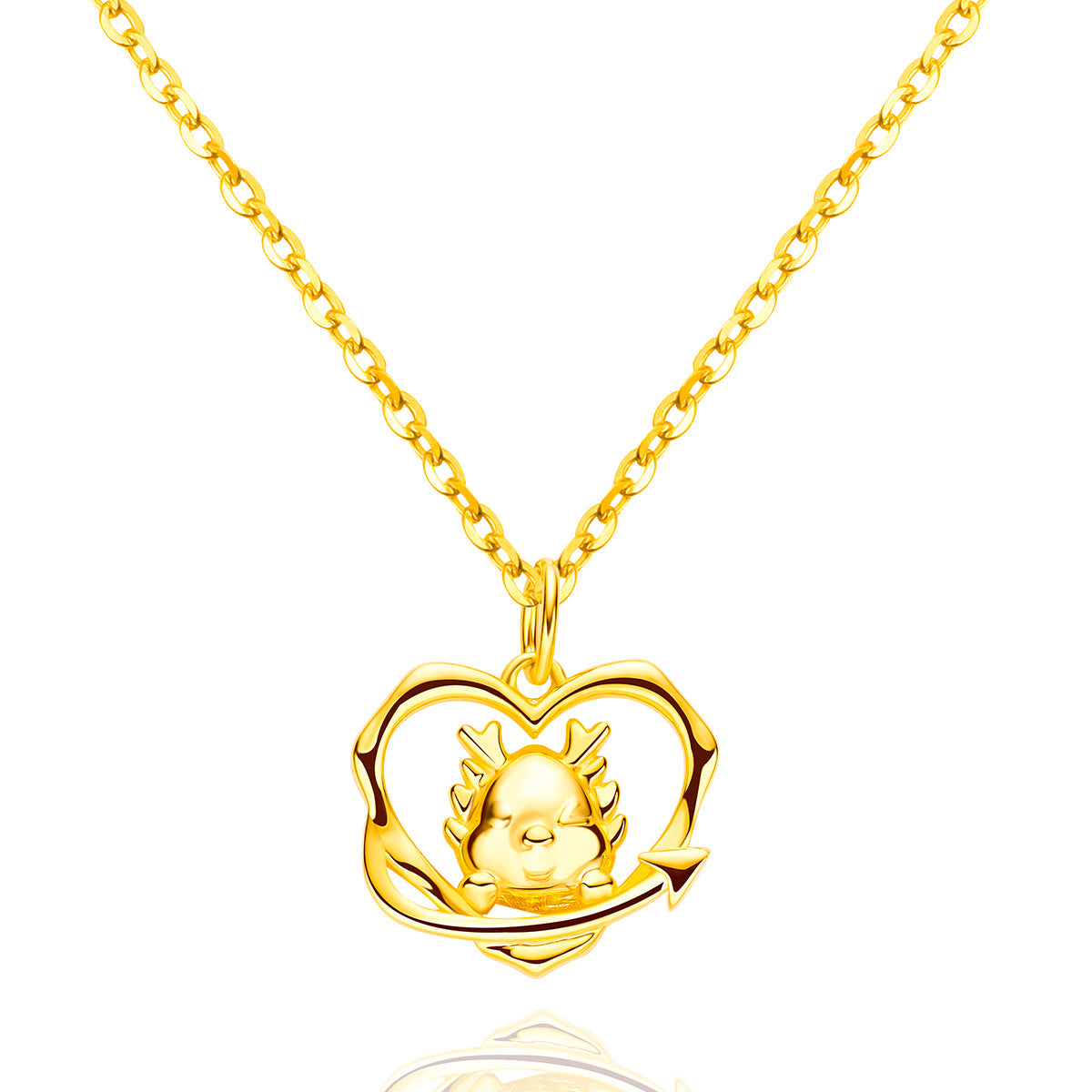 Collar del año del dragón con diseño de corazón alta calidad y gran diseño, 2024 abundancia