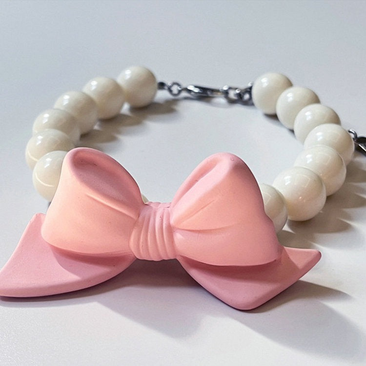 Suministros para mascotas Collar tipo perlas, Lazo Collar para gato