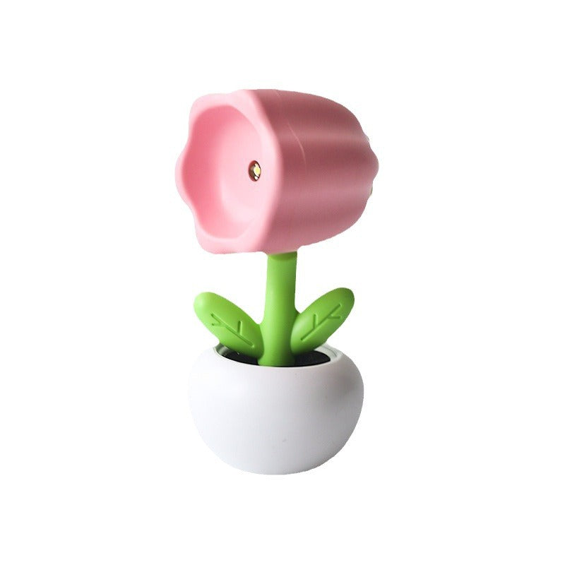 Mini lámpara de noche pequeña y creativa, flor, rotación de 360 grados