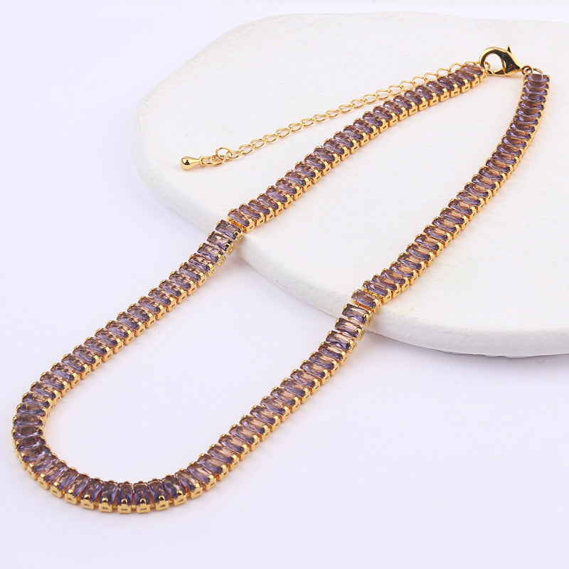 Collar de circon con cristales coloridos de color puro de temperamento de alta calidad