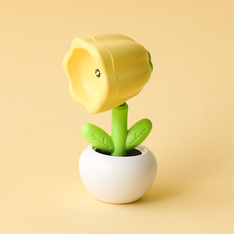 Mini lámpara de noche pequeña y creativa, flor, rotación de 360 grados