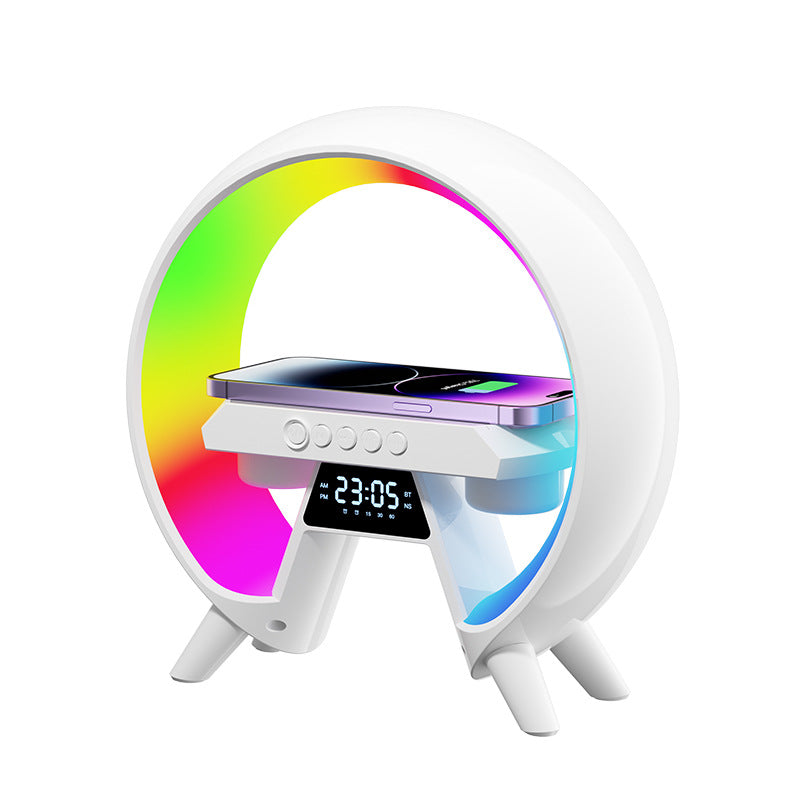Luz De Noche Colorida Con Cargador Inalámbrico y Reloj