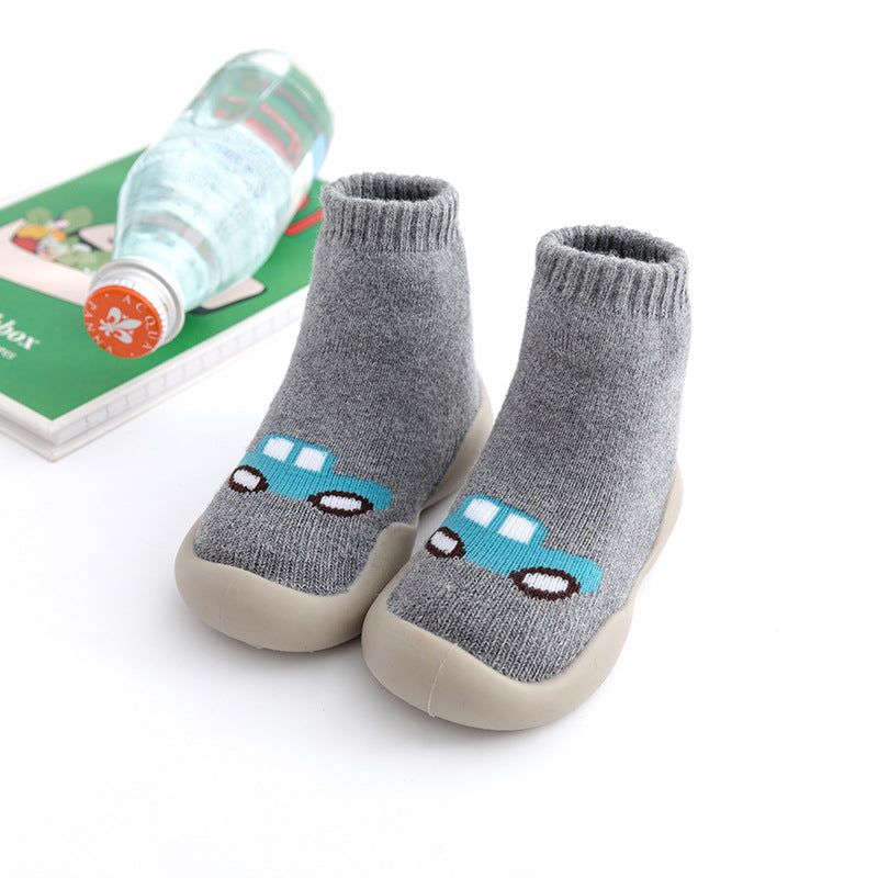 Calcetines tipo bota con base de goma para bebés, cálidos, suaves y gruesos, ideales para los primeros pasos