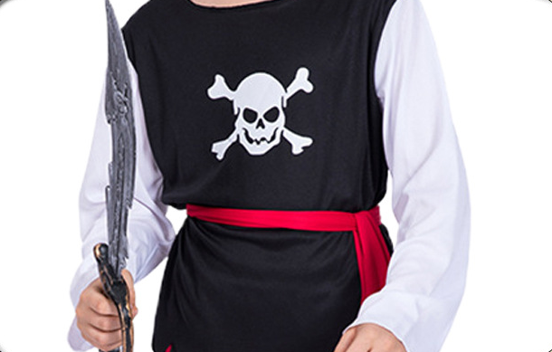 Disfraz de niño pirata para Halloween, traje con calavera
