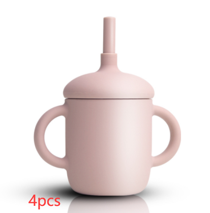 Diseño de taza de silicona, taza de alimentación de bebé, botella de agua con popote, taza para sorber de silicona
