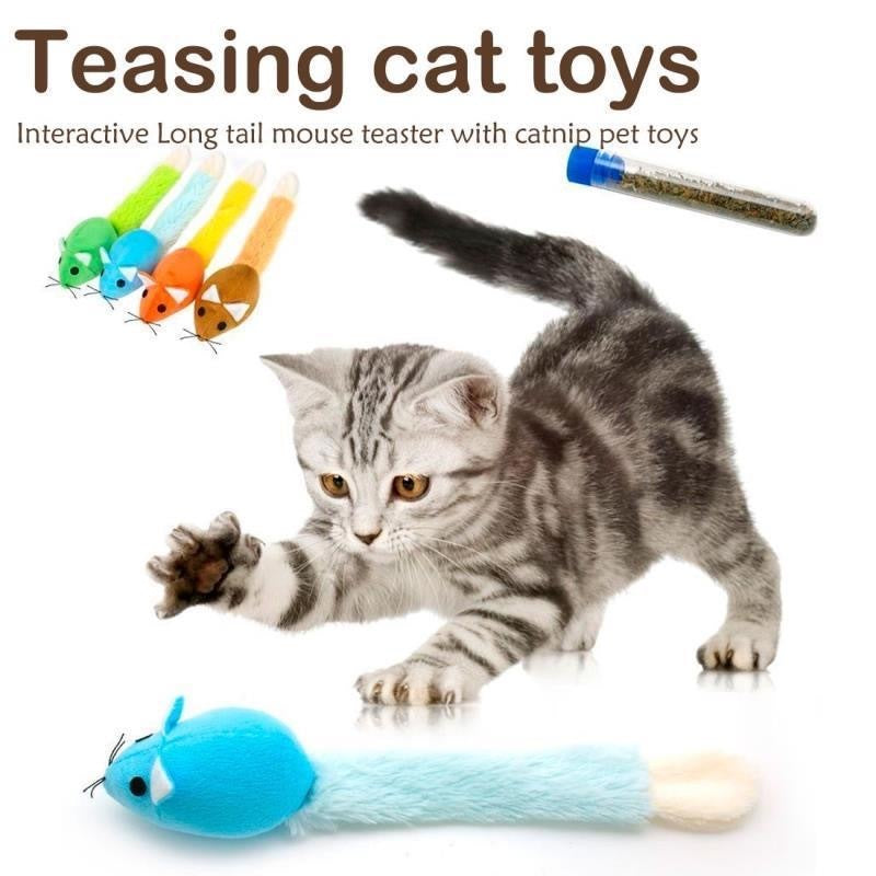 Juguete Ratón con Catnip para Gatos – Cola Larga, Interactivo y Súper Divertido 🐭🌿
