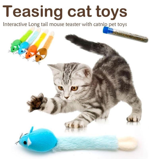 Juguete Ratón con Catnip para Gatos – Cola Larga, Interactivo y Súper Divertido 🐭🌿