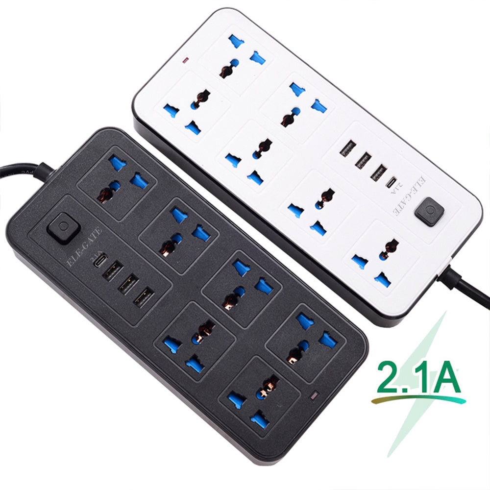 Power Bar con 6 Tomas AC y 4 Puertos USB (USB-C) – Protección Contra Sobretensiones y Carga Rápida
