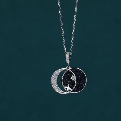 Collar de luna y estrella de plata 925, hermoso collar con dije dorado o plateado