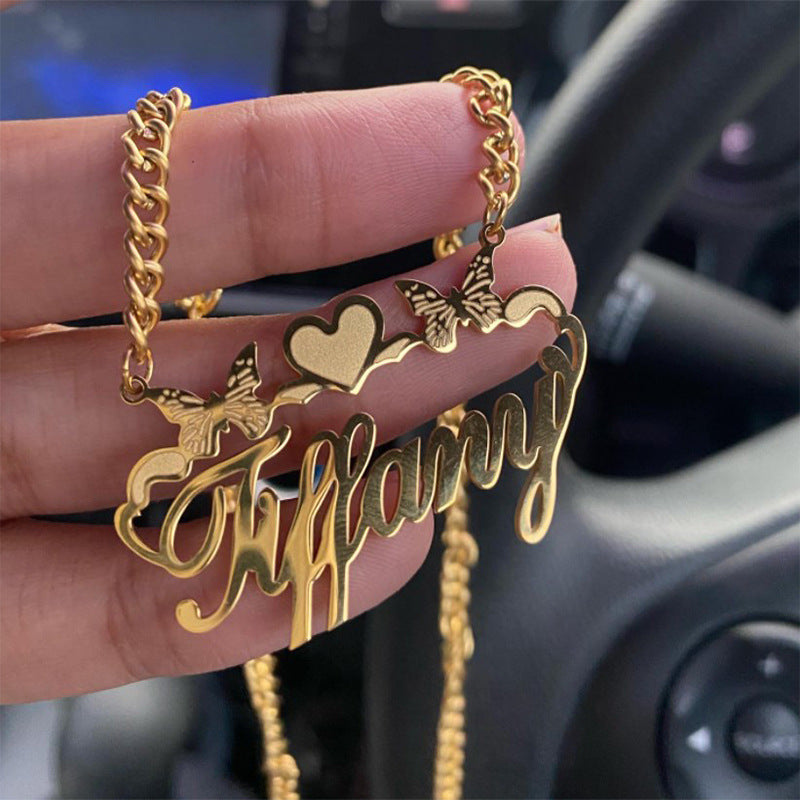 Collar de acero inoxidable con letras personalizadas, arma tu nombre, personaliza tu collar.