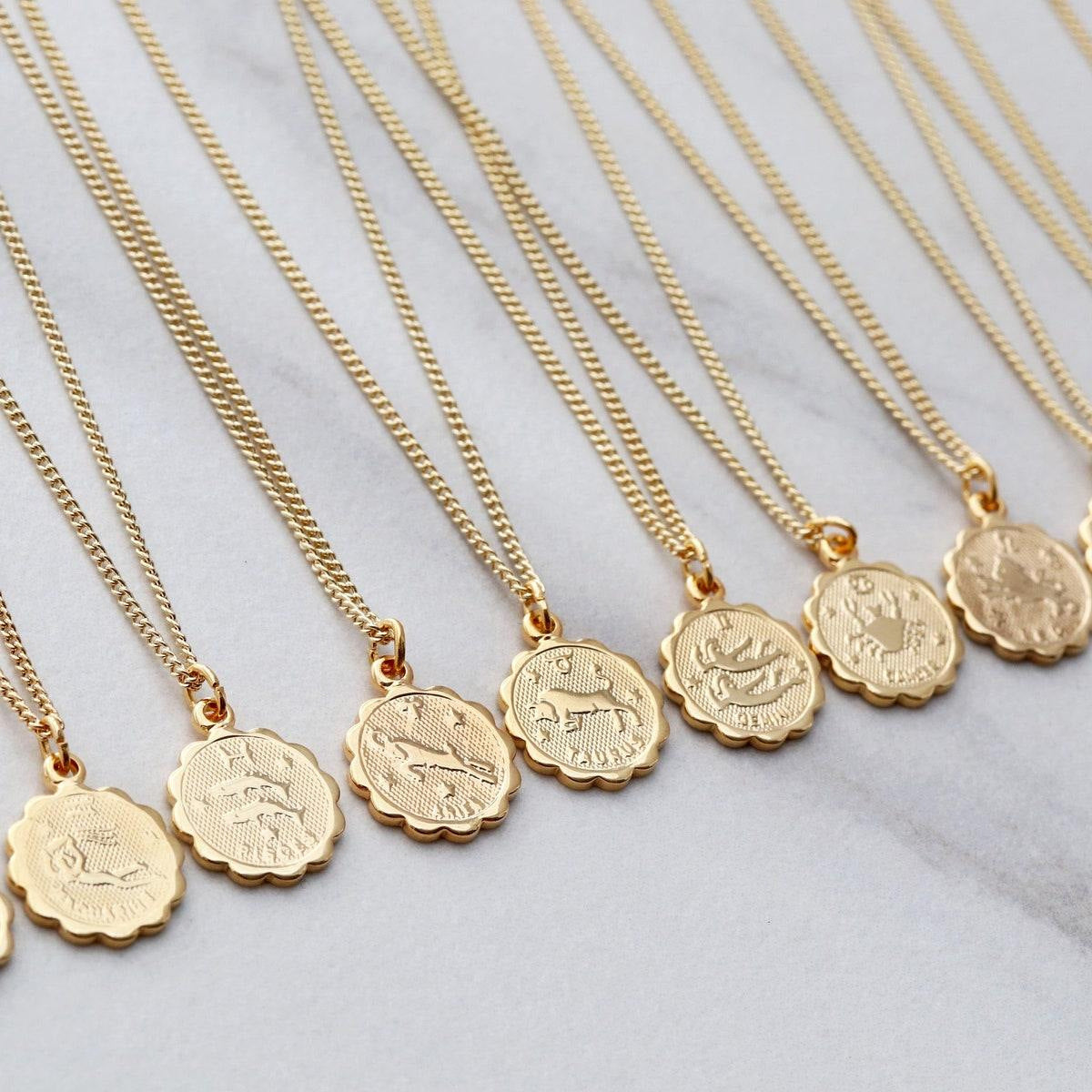Collar de moneda redonda de doce constelaciones, cadena de acero inoxidable y titanio