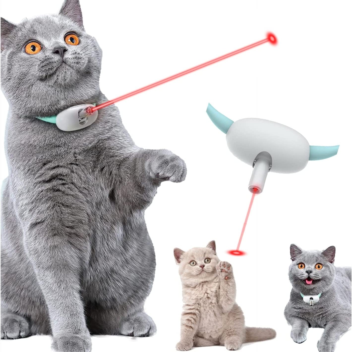 Juguete para gatos, Collar inteligente con láser, carga USB