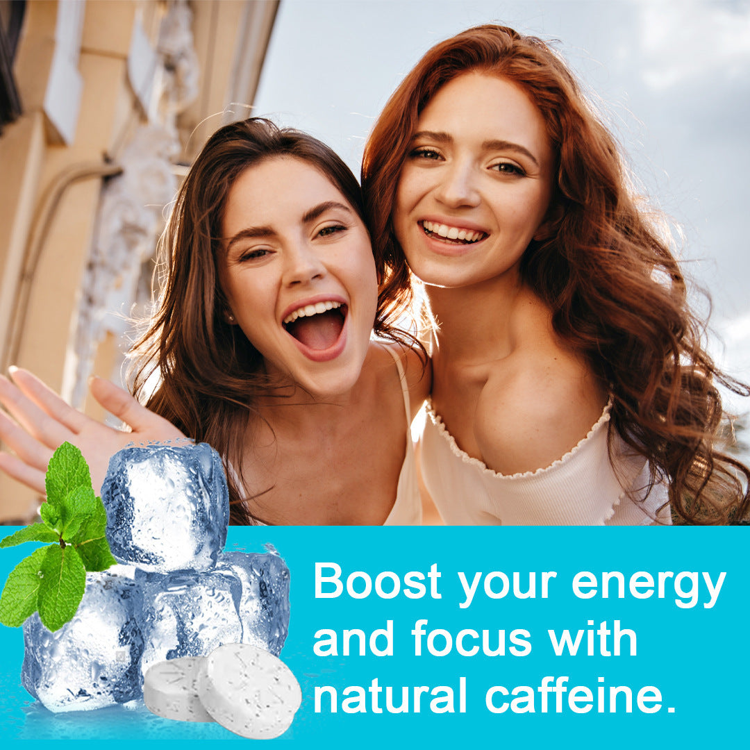 Mentas energéticas con cafeína para energía y concentración - Sin azúcar, con L-teanina, cafeína, vitaminas B12 y B6