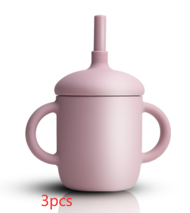 Diseño de taza de silicona, taza de alimentación de bebé, botella de agua con popote, taza para sorber de silicona