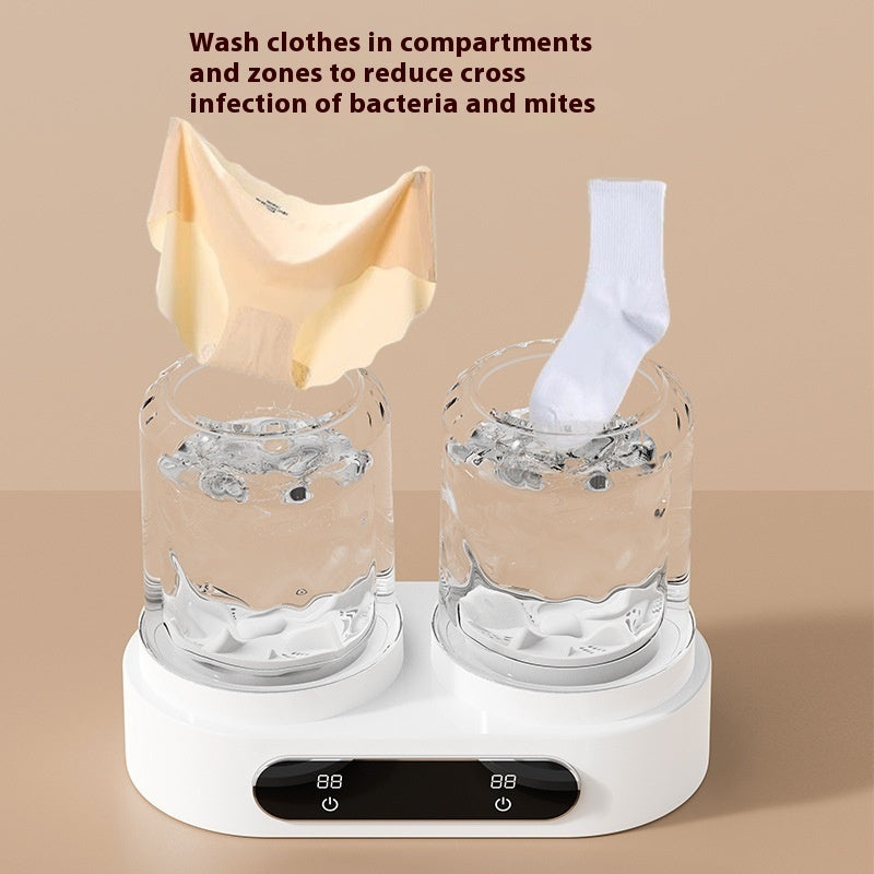 Mini Lavadora USB de Doble Cubeta 🧺✨ – Ideal para Ropa Interior y Prendas Delicadas