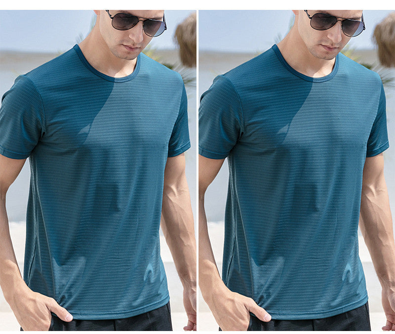 Camiseta de Seda traspirable para Hombre – Fresca, Deportiva y Urbana | Manga Corta, Cuello Redondo