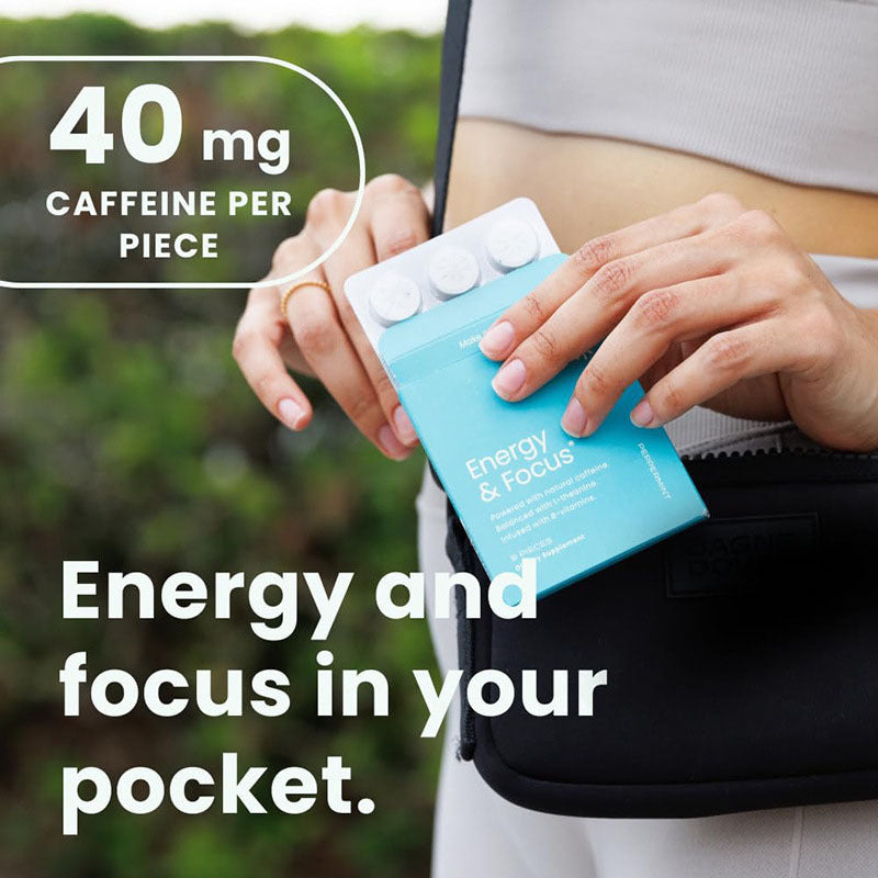 Mentas energéticas con cafeína para energía y concentración - Sin azúcar, con L-teanina, cafeína, vitaminas B12 y B6