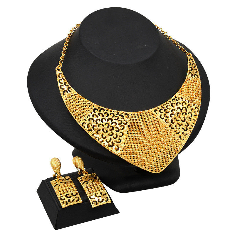 Conjunto de bisutería chapado en oro de 24 quilates con aretes, hermoso conjunto de bijou de distintas figuras
