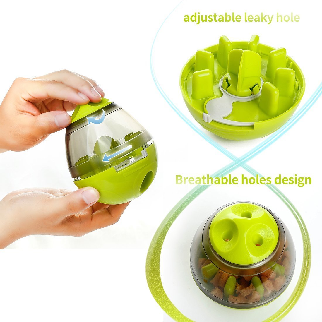 Vaso de bolas de comida para perros, dispensador de alimentador para cachorros y mascotas, tazón de juguete