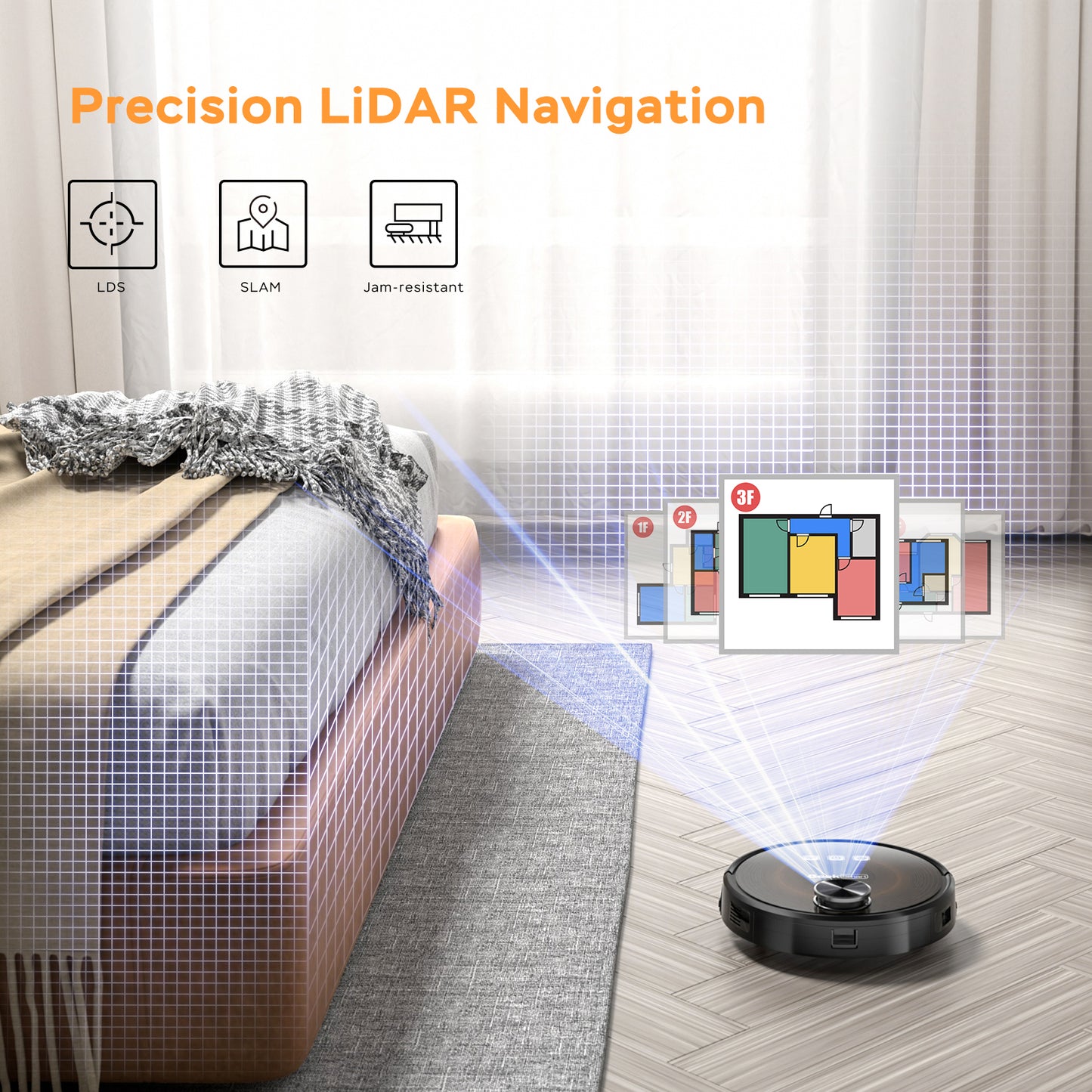 Robot aspirador y trapeador Geek Smart L8, navegación LDS, aplicación conectada a Wi-Fi, limpieza selectiva de habitaciones, succión MAX 2700 PA, ideal si tienes mascotas y hogares más grandes.