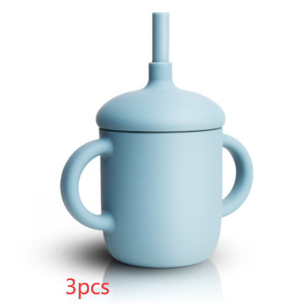 Diseño de taza de silicona, taza de alimentación de bebé, botella de agua con popote, taza para sorber de silicona