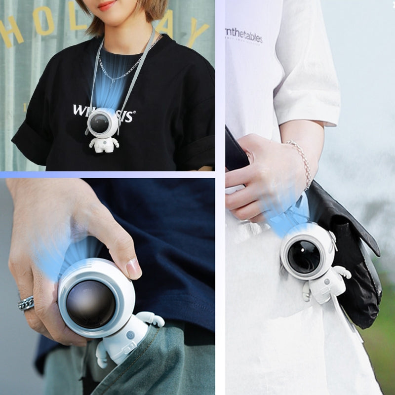 Ventilador personal para el cuello, ventilador pequeño de astronauta recargable por USB, mini ventilador sin aspas