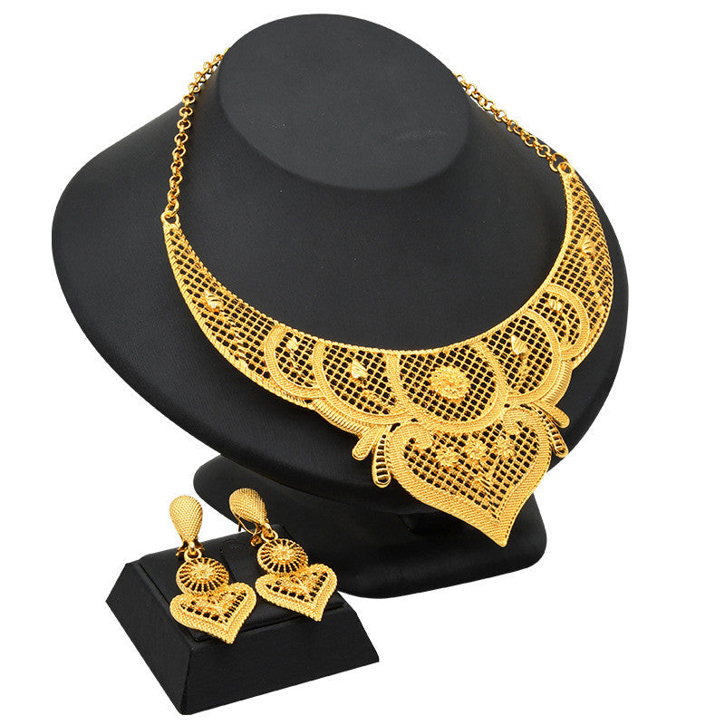 Conjunto de bisutería chapado en oro de 24 quilates con aretes, hermoso conjunto de bijou de distintas figuras