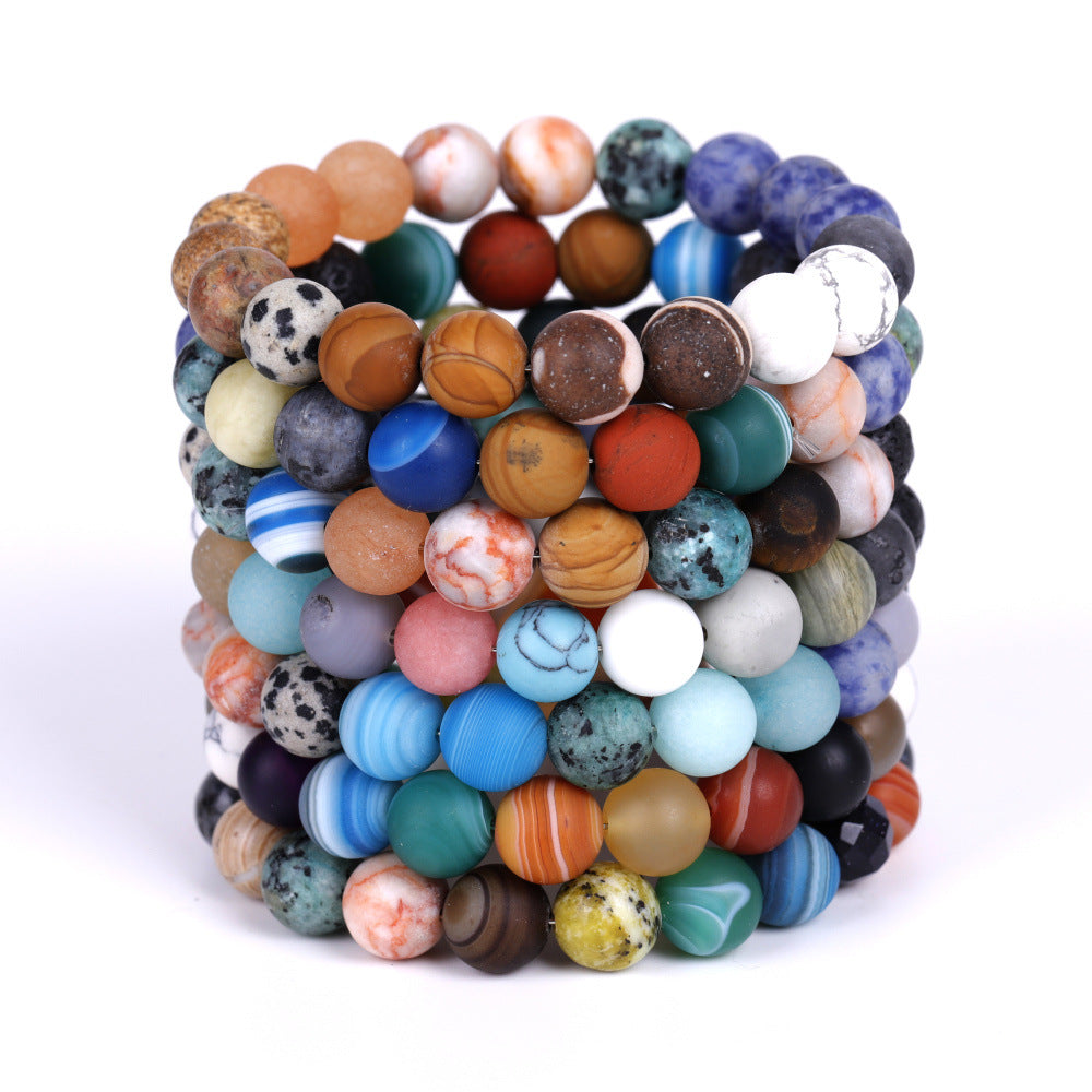Pulsera De Ocho Piedras del Sistema Solar, Piedras de lava natura utilizado para cuentas de chakras, conductor de aceites esenciales para meditación y trabajos de energia.