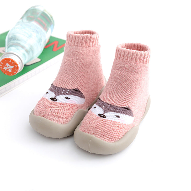 Calcetines tipo bota con base de goma para bebés, cálidos, suaves y gruesos, ideales para los primeros pasos