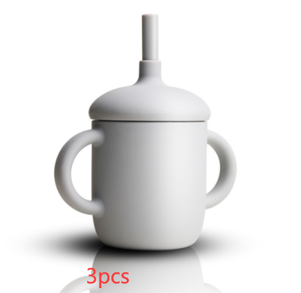 Diseño de taza de silicona, taza de alimentación de bebé, botella de agua con popote, taza para sorber de silicona
