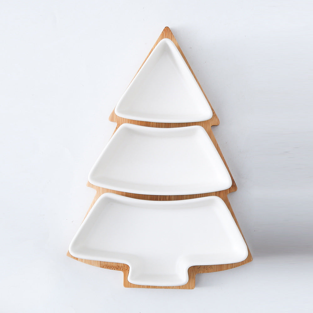 Plato de Cerámica en Forma de Árbol de Navidad, Creativo y Multifuncional botanear en tus fiestas