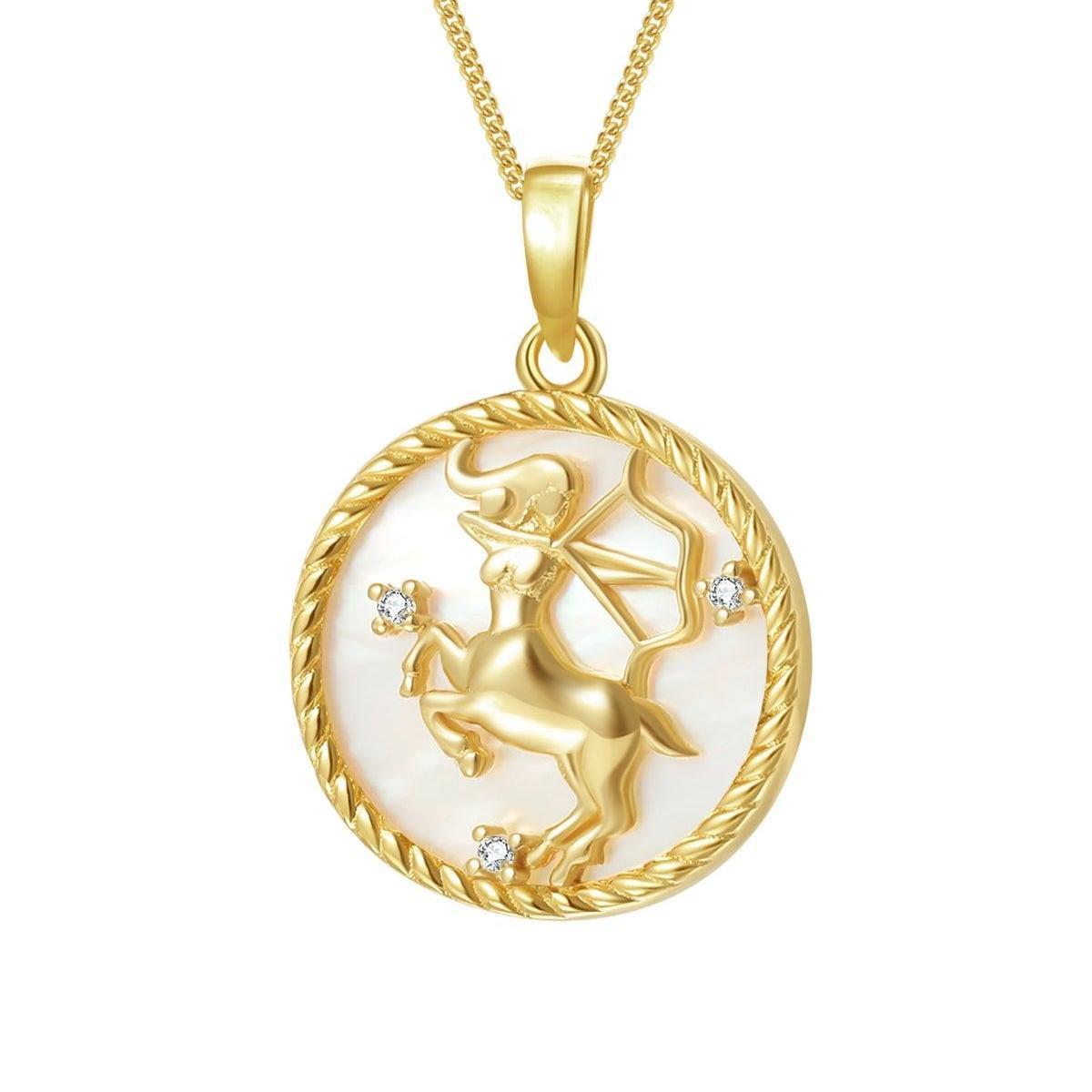 Collar de circonitas con 12 constelaciones de moneda redonda, COLLAR con dije de SIGNO del ZODIACO