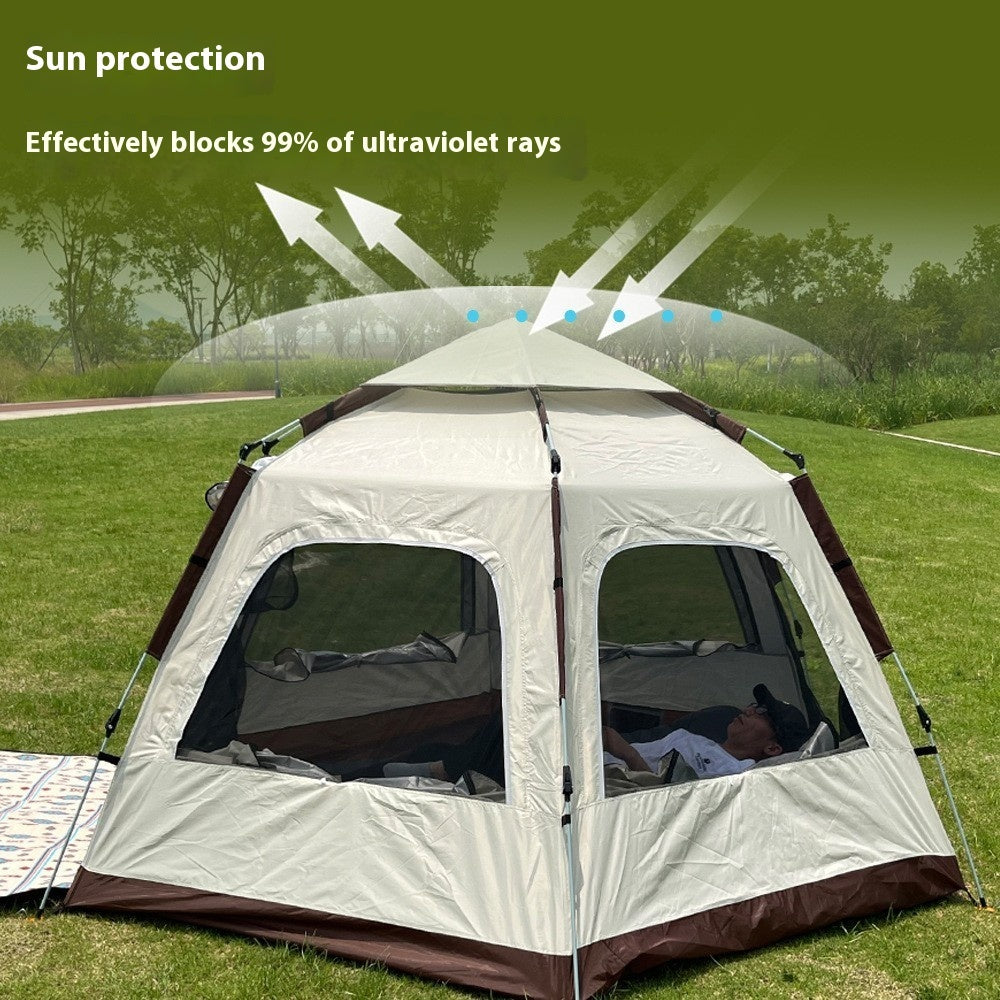 Tienda de campaña hexagonal grande para exteriores, resistente al viento, impermeable y antimosquitos.