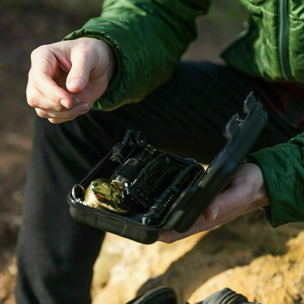 Kit de supervivencia de camping 4 en 1 para exteriores, equipo táctico para acampar, SOS