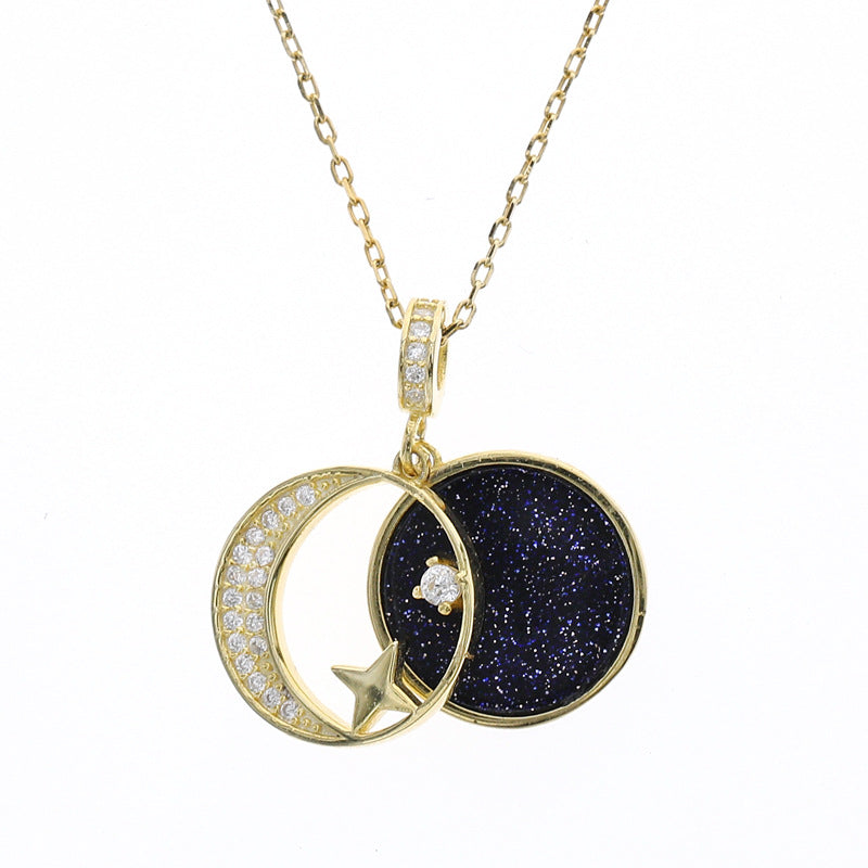 Collar de luna y estrella de plata 925, hermoso collar con dije dorado o plateado