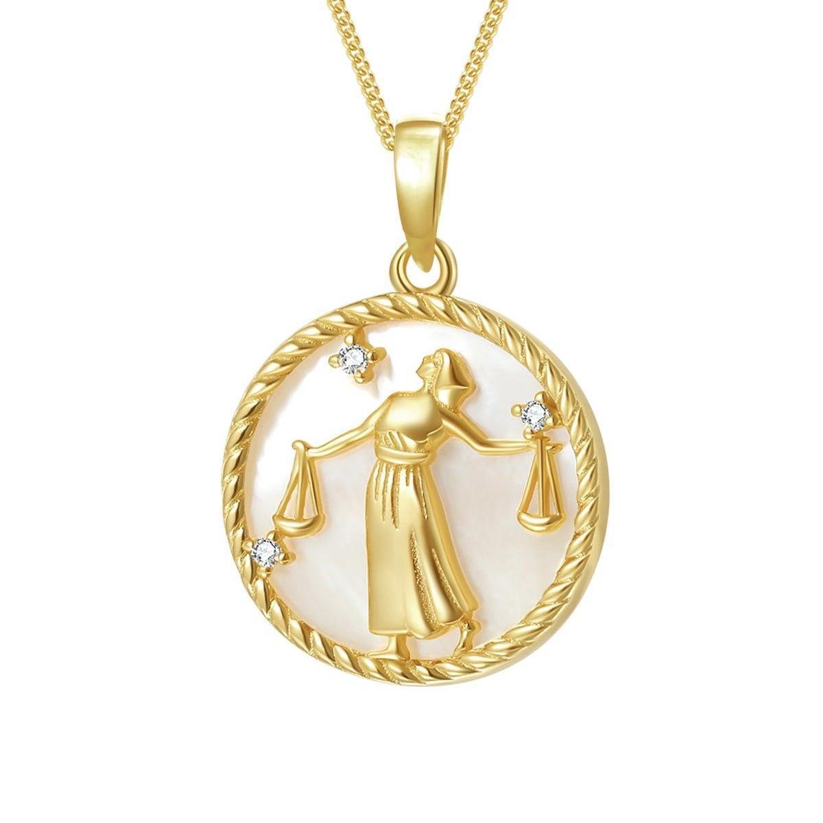 Collar de circonitas con 12 constelaciones de moneda redonda, COLLAR con dije de SIGNO del ZODIACO