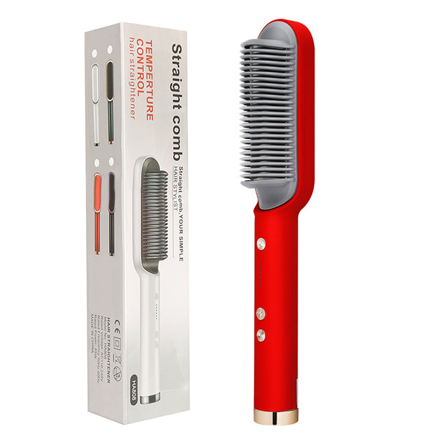 Nueva plancha de pelo 2 en 1, peine caliente, rizador de iones negativos, cepillo eléctrico de doble propósito.