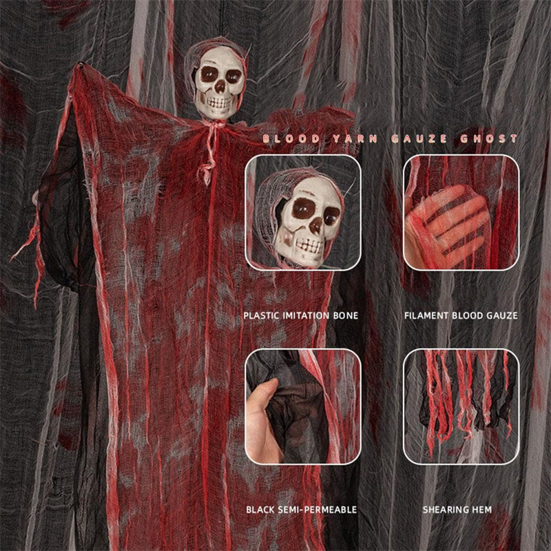Colgante de fantasma para Halloween, colgantes de calavera de terror con sangre teñida para fiesta de Halloween, Patio, césped, ventana, decoración de la casa