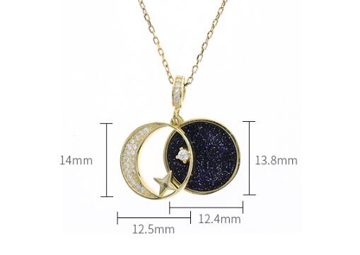 Collar de luna y estrella de plata 925, hermoso collar con dije dorado o plateado
