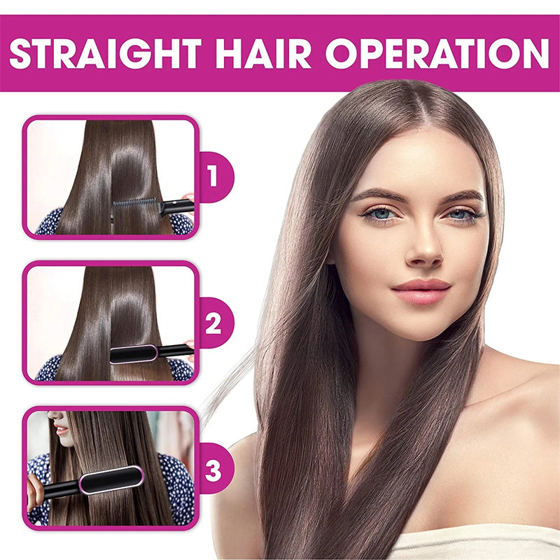 Nueva plancha de pelo 2 en 1, peine caliente, rizador de iones negativos, cepillo eléctrico de doble propósito.