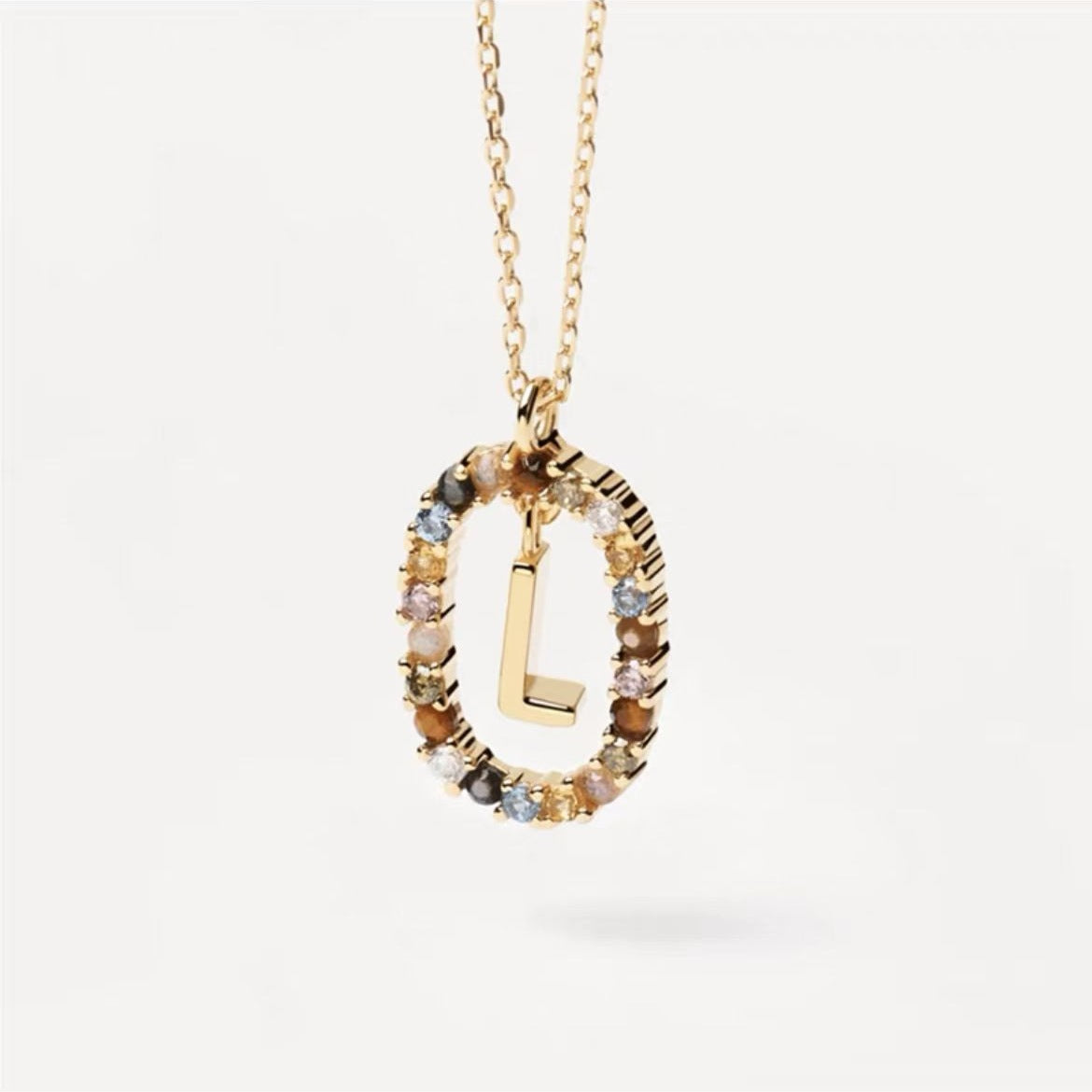 Collar de piedras de imitación con letras a elección, joyería de moda de 18 quilates