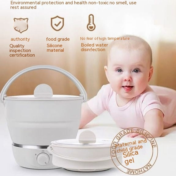 Cocina eléctrica plegable portátil de viaje, olla caliente eléctrica multifuncional, Mini Cocina eléctrica de silicona de grado alimenticio, segura y multifuncional