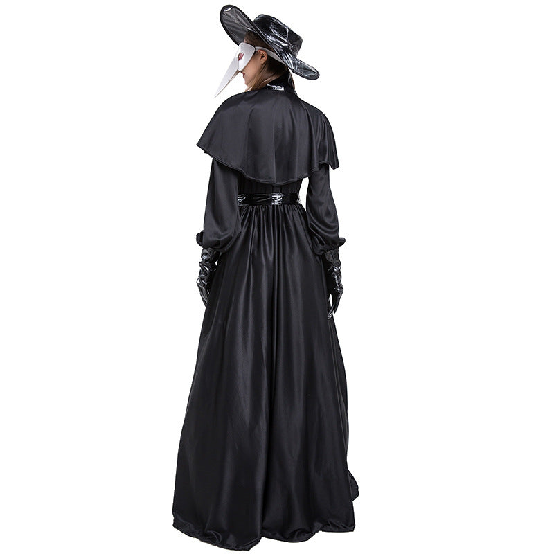 Traje de bruja medieval, Disfraz de Halloween, traje negro