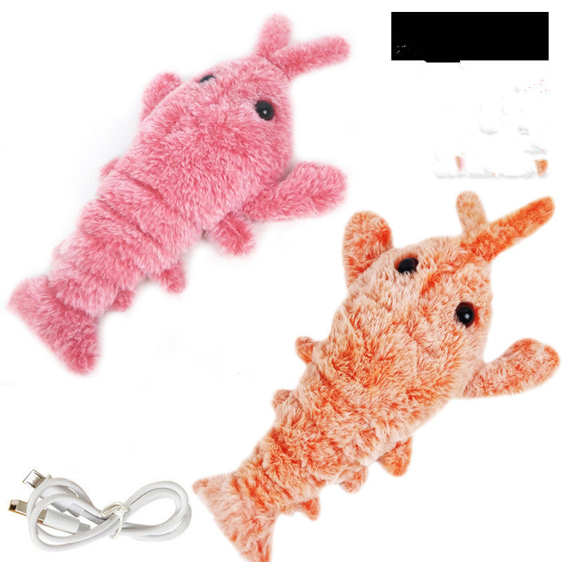 Juguetes para mascotas a pilas, camarones saltadores eléctricos, carga USB, simulación de langosta, divertido gato, juguete para mascotas de peluche